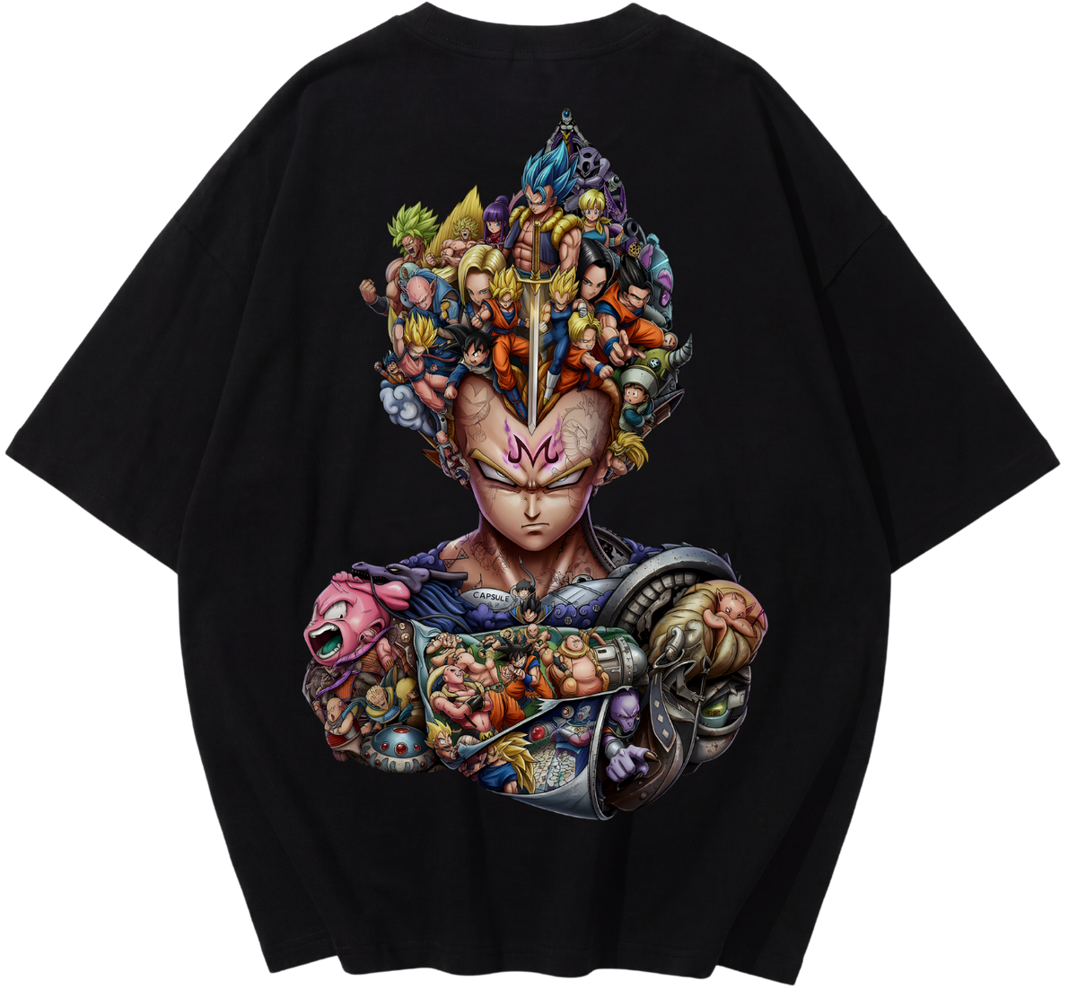 Majin Vegeta All-Character Collage Oversized Anime T-Shirt By Zilzy