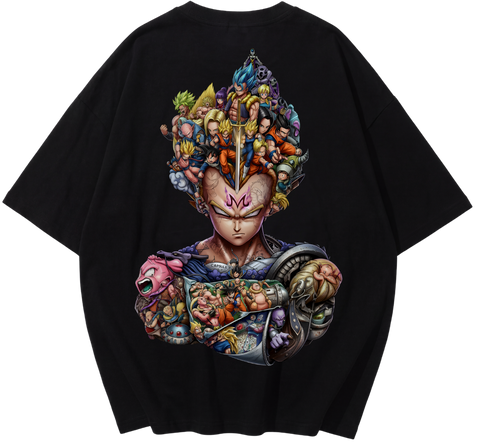 Majin Vegeta All-Character Collage Oversized Anime T-Shirt By Zilzy