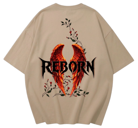 REBORN "Tribal Wings" Graphic Tee – Streetwear Oversized T-Shirt