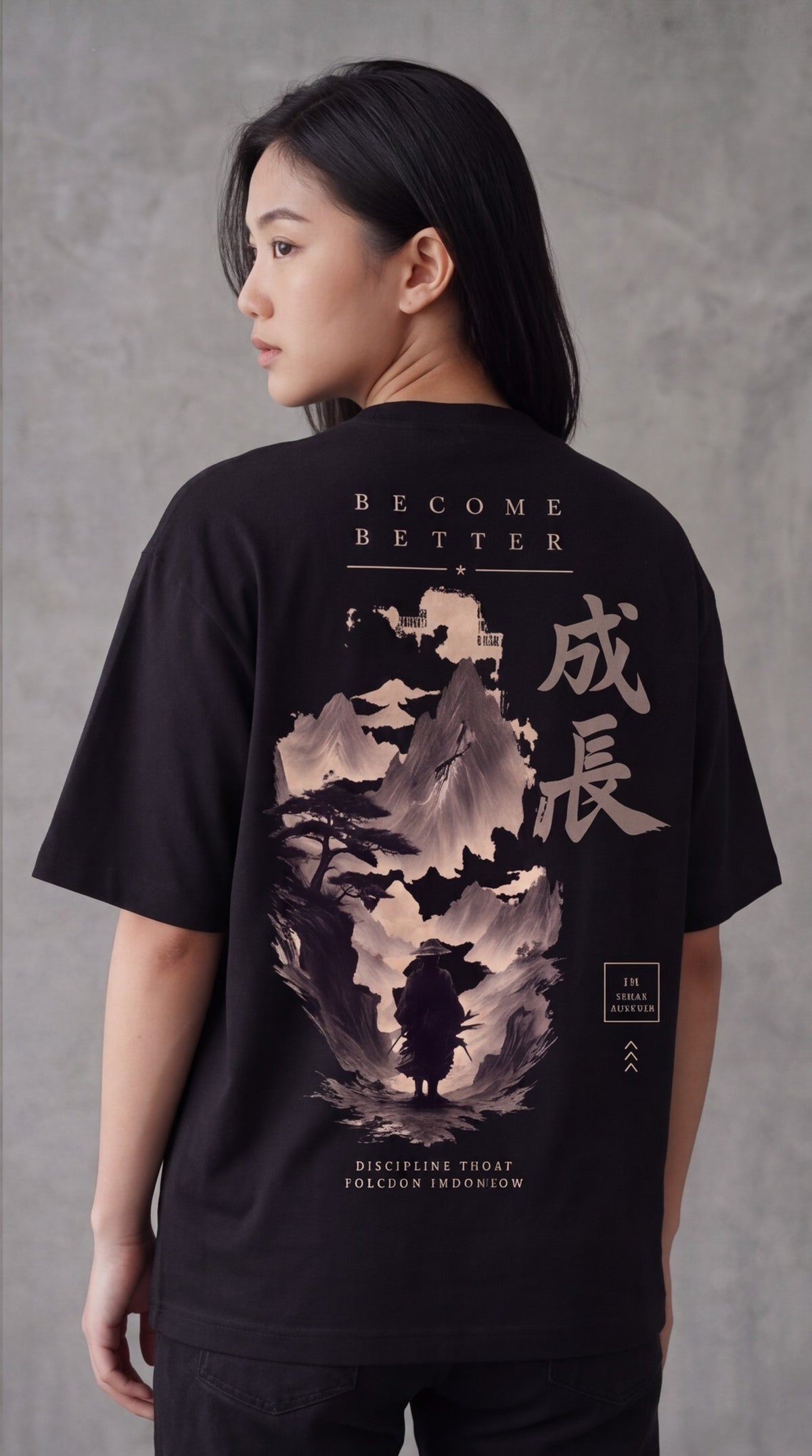 Zilzy "Become Better" Samurai Oversized Graphic T-Shirt