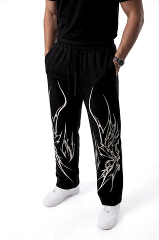 Tribal Graphic Printed Wide-Leg Sweatpants | Premium DTF Print By Zilzy