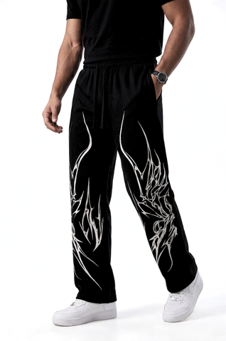 Tribal Graphic Printed Wide-Leg Sweatpants | Premium DTF Print By Zilzy