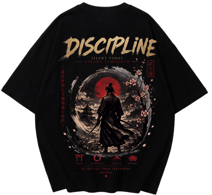 Zilzy "Discipline & Kaizen" Samurai Oversized Graphic T-Shirt