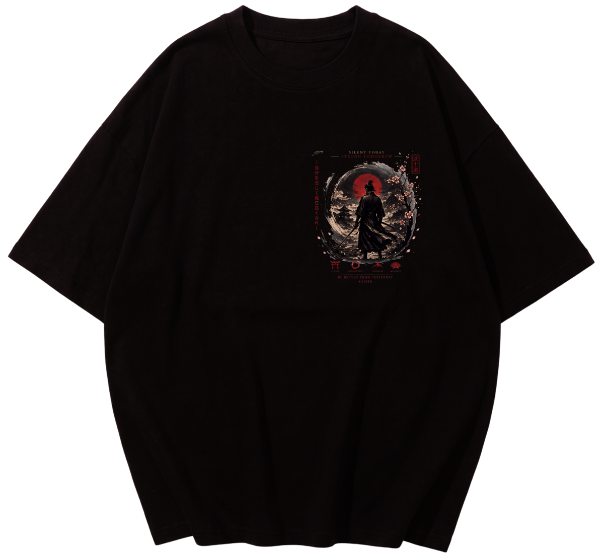 Zilzy "Discipline & Kaizen" Samurai Oversized Graphic T-Shirt