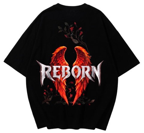 REBORN "Tribal Wings" Graphic Tee – Streetwear Oversized T-Shirt