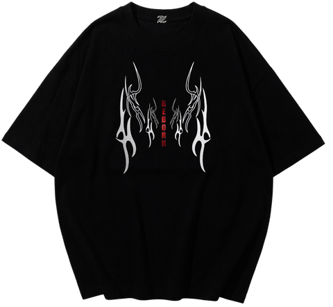 REBORN "Tribal Wings" Graphic Tee – Streetwear Oversized T-Shirt